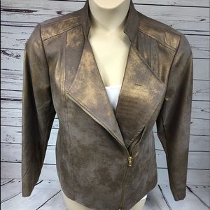 Chicos Gold Zipup Jacket Size 2